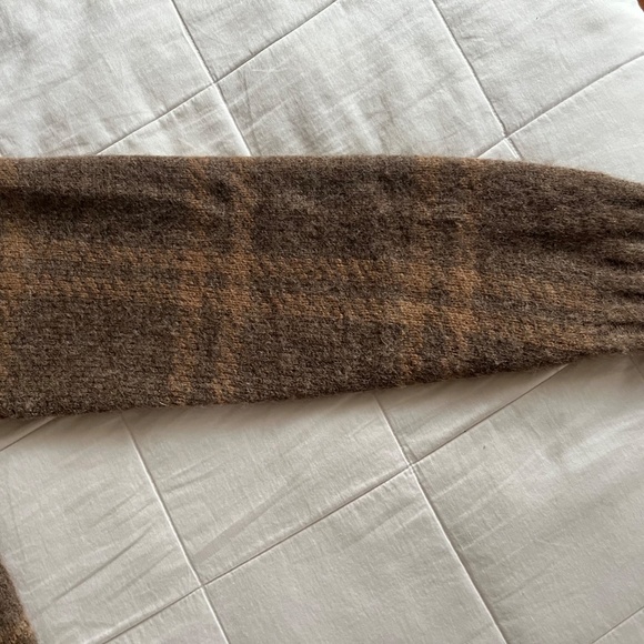 Everlane Brown Plaid boxy Alpaca Blend Cropped Cardigan Sweater Wmns Sz S EUC - Picture 6 of 6